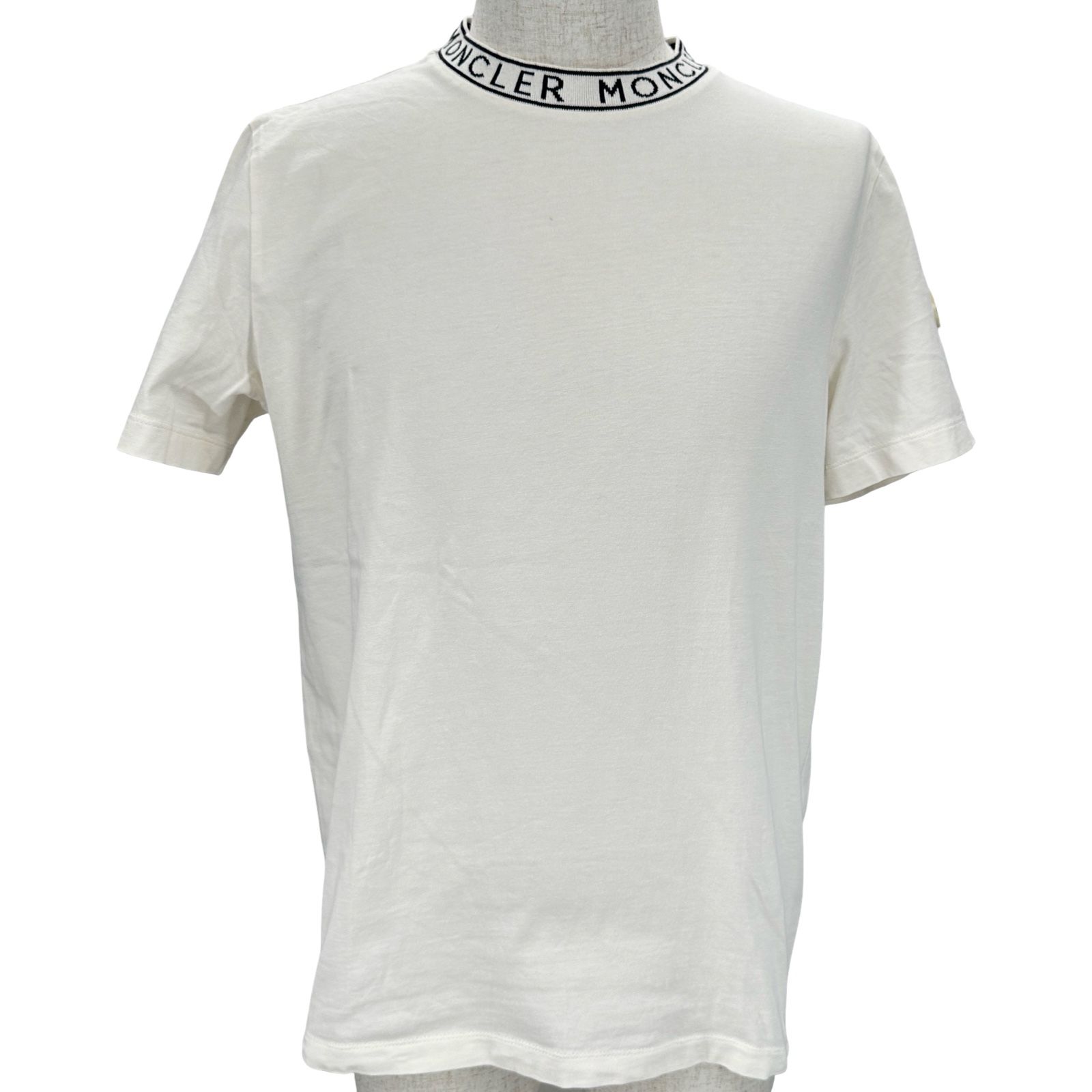 モンクレール MONCLER ネックロゴ半袖Tシャツ ホワイト コットン メンズ 半袖Ｔシャツ
