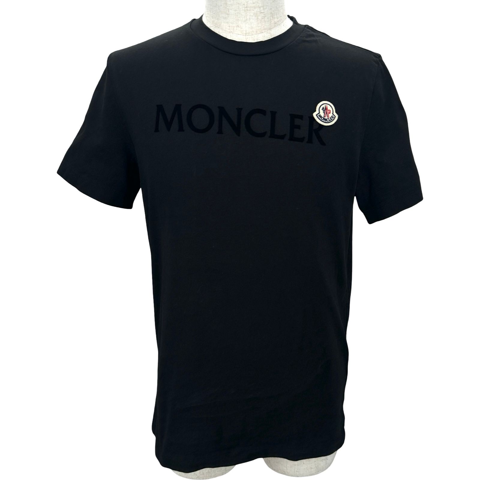 モンクレール MONCLER フロントロゴ半袖Tシャツ ブラック コットン メンズ 半袖Ｔシャツ