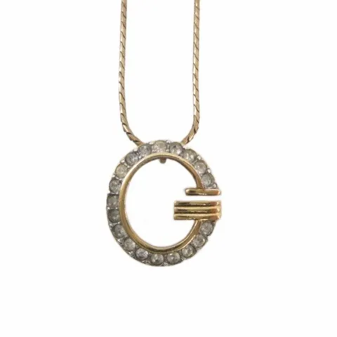 ジバンシィ GIVENCHY Gロゴ ラインストーン ネックレス ゴールドカラー 