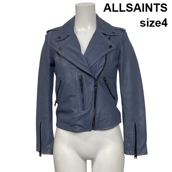 ◆ オールセインツ ALLSAINTS レザージャケット ダブルライダース 長袖 ショート丈 ラムレザー100％ 4 XS～S 5～7号 レディース S6I850