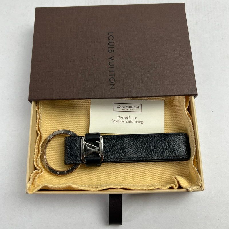 【中古品】 LOUIS VUITTON ルイヴィトン M62706 LVドラゴンヌ ダミエグラフィットキャンバス キーホルダー BLACK 保存袋・箱有 ※使用感あり 【179-260811-io-03-fuzh】