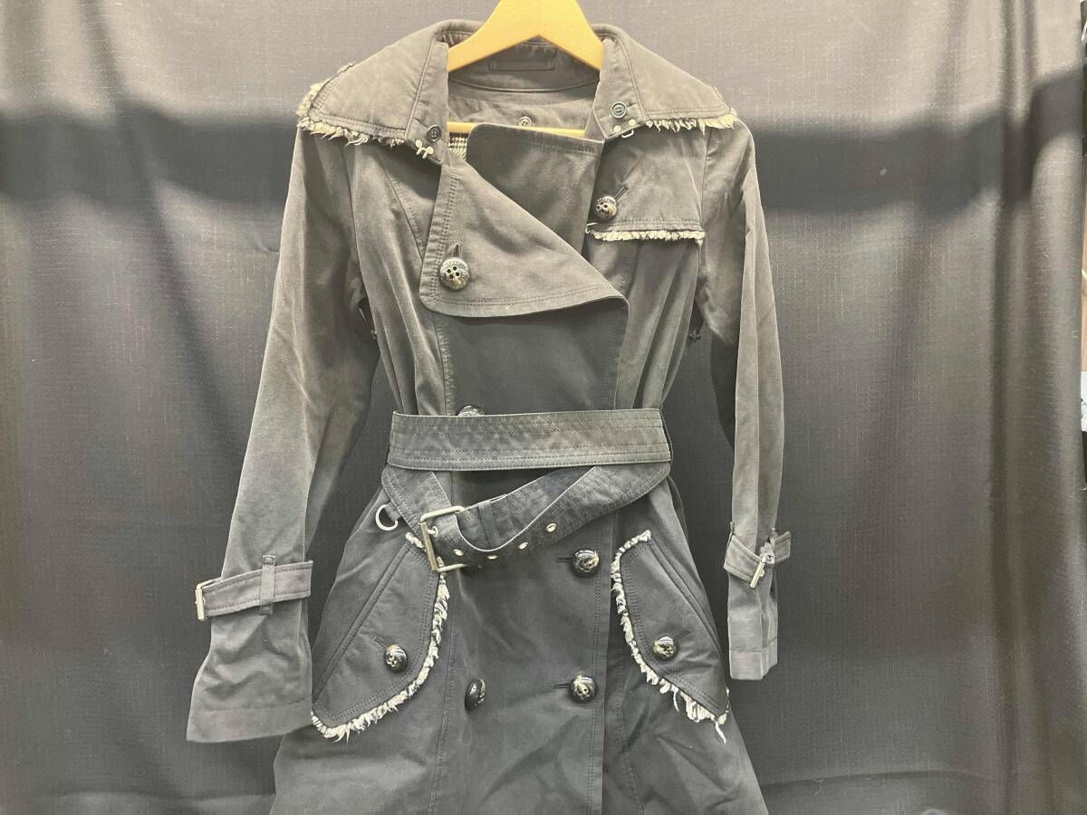 BURBERRY BLUE LABEL バーバリーブルーレーベル トレンチコート FRF09-637-09 36 S ブラック ファー欠品