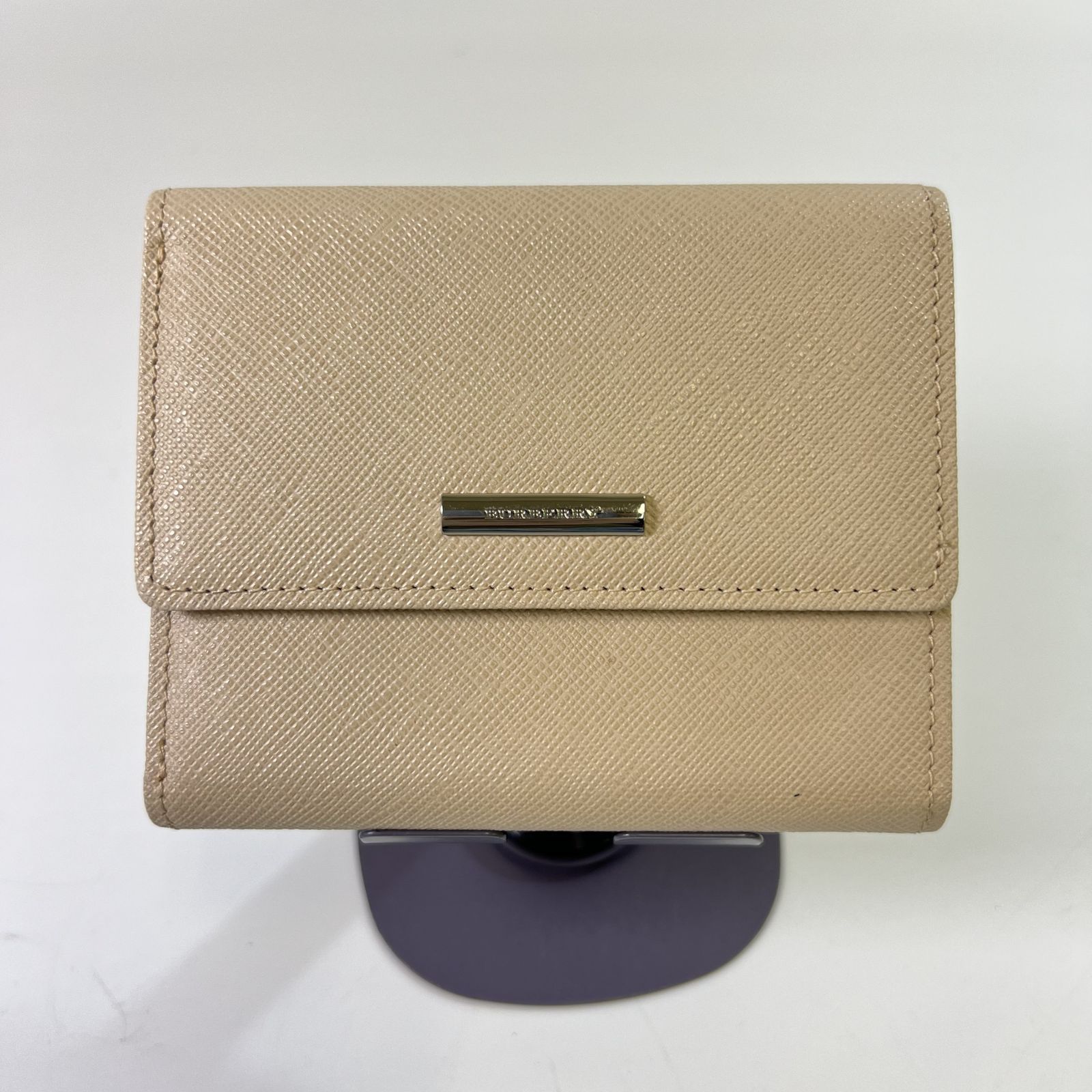 BURBERRY バーバリー サフィアーノ調 三つ折り財布 ベージュ ノバチェック 箱 保存袋 26080492