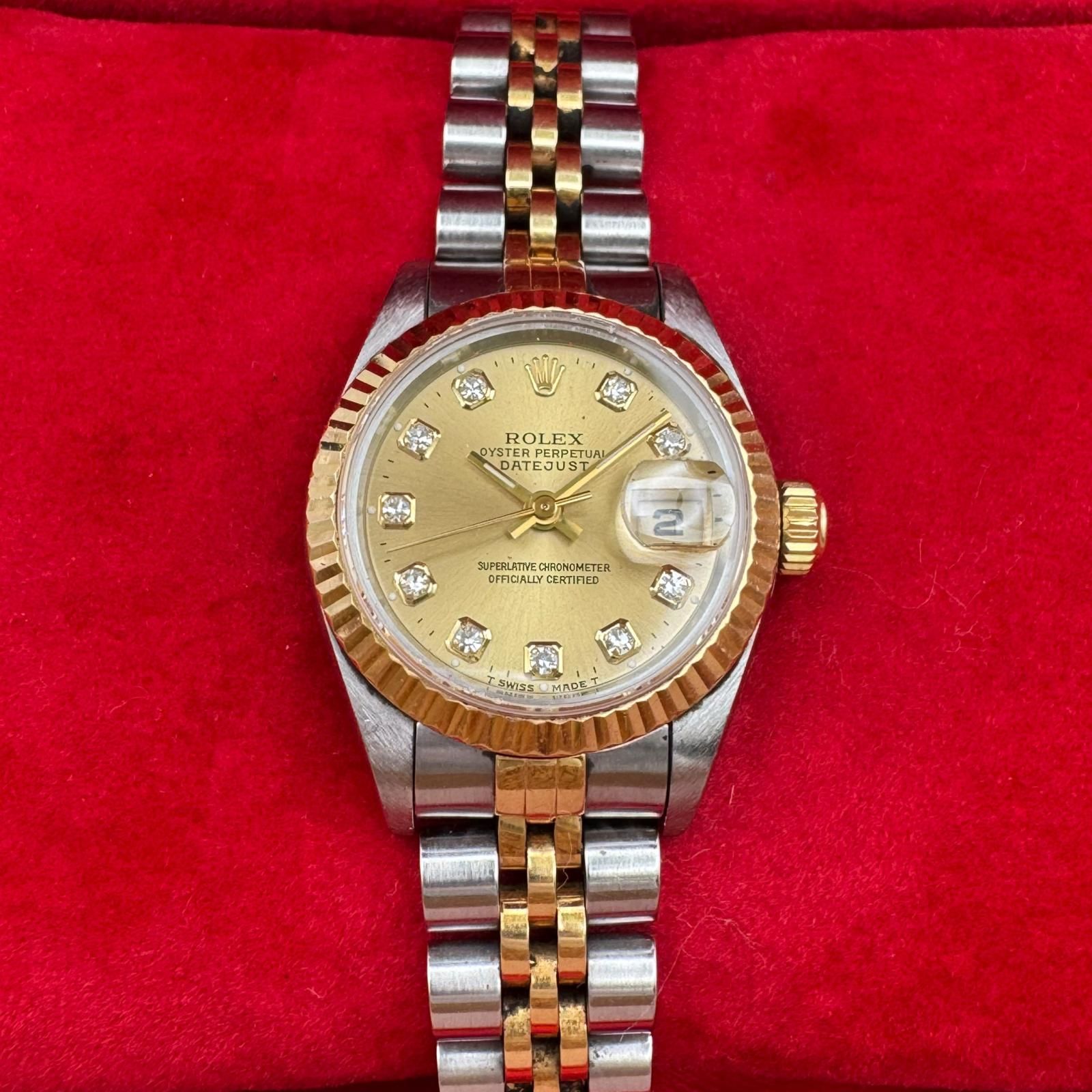 ★3日以内返品可★ ROLEX ロレックス SS×YG デイトジャスト 10PG 自動巻き シャンパン文字盤 箱・ケース付 69173G 腕時計 ゴールド ステンレス ゴールド レディース 425,003円