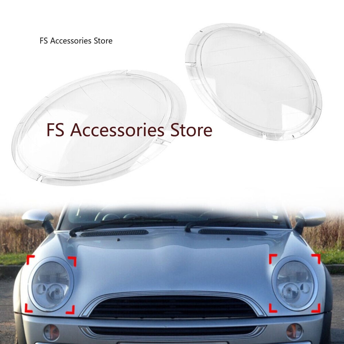 BMW Mini R50/R52/R53 2001-2006 用 ヘッドライトカバー 左右クリアレンズ