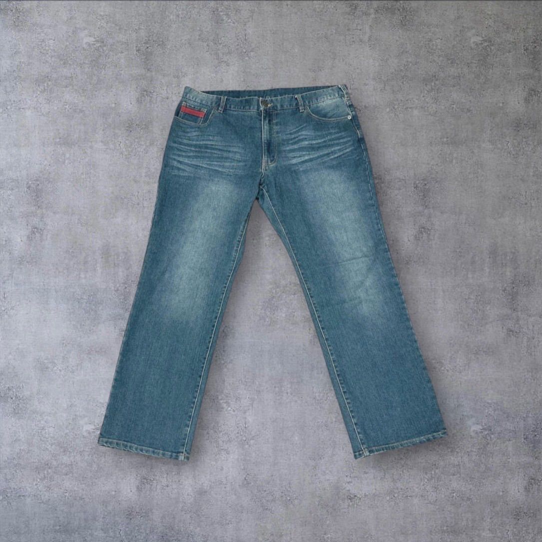 美品✨ノーブランド ストレッチ デニムパンツ【XL】スリム 青 ジーンズ 