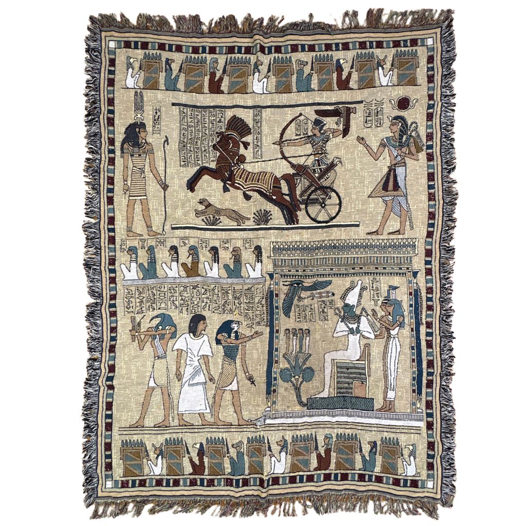 vintageラグ ブランケット マルチカバー タペストリー エジプト神話 古代 ファラオ 民族 Rug Blanket Egyptian 4259