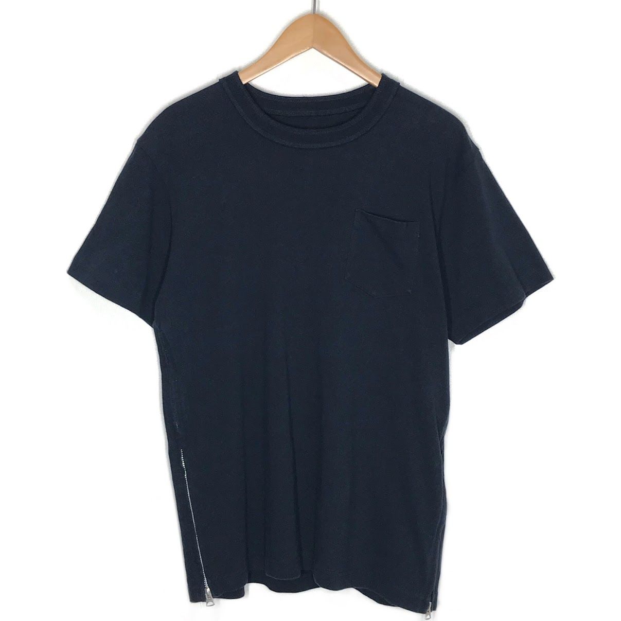 【倉吉店】 中古 Sacai | サカイ 半袖Ｔシャツ SIDE ZIP COTTON T-SHIRT SCM-037 ダークネイビー サイズ：37 【108】