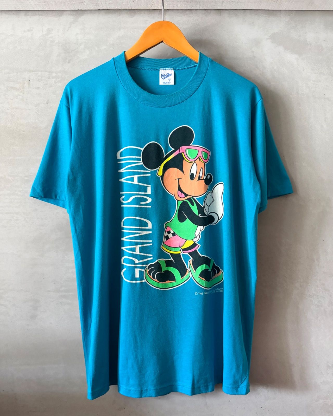 90‘s Velva Sheen-Disney-T-shirt-(size L)Made in U.S.A. ディズニー ミッキー ベルヴァシーン Tシャツ アメリカ製 シングルステッチ