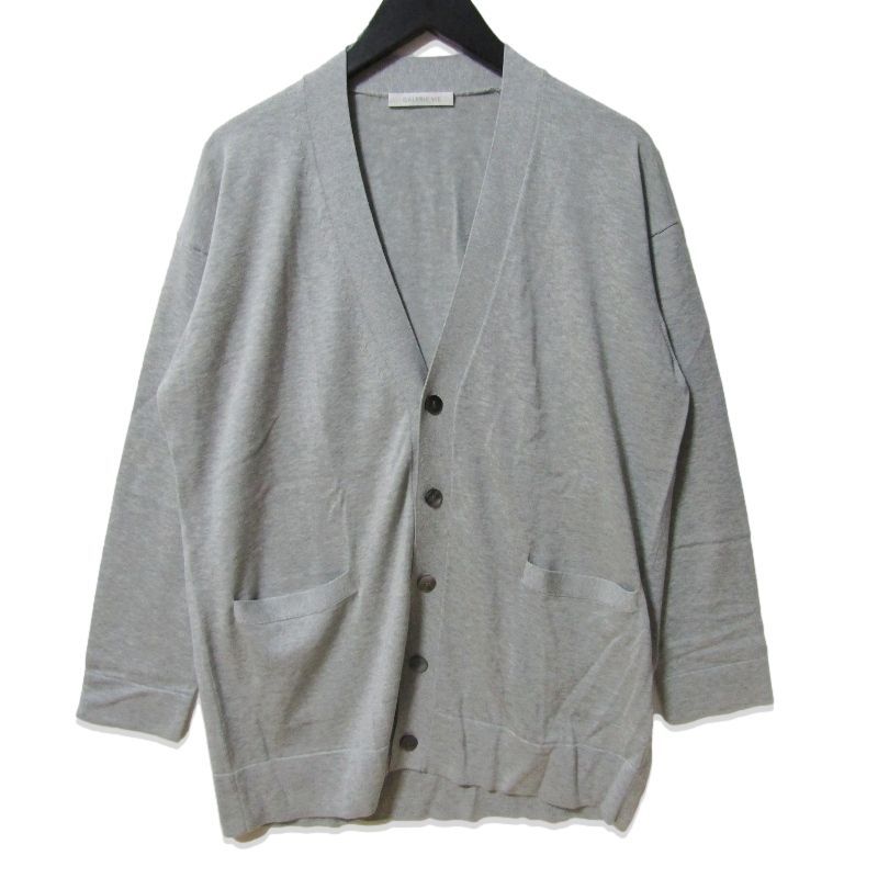 美品 GALERIE VIE ギャルリーヴィー Vネックカーディガン 23-02-41-02704 24SS シーアイランドコットン レディース グレー F 27114549