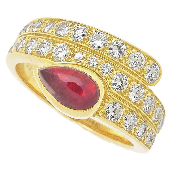 送料無料・返品可♪ヴァンクリーフ＆アーペル ヴィンテージ ルビー ダイヤ1.82ct リング K18YG 9.5号 新品仕上げ済み♪【中古】