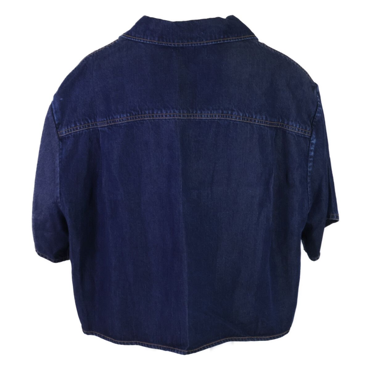 【美品】miu miu 半袖デニムトップス パワーショルダー シャツ 36 S MIUMIU ミュウミュウ 【美品/国内正規/23年製】GWC105 デニム