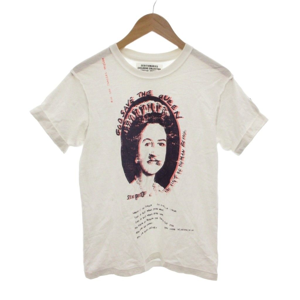 セディショナリーズ SEDITIONARIES GOD SAVE THE QUEEN インサイドアウトTシャツ S 白 ホワイト クルーネック 半袖 プリント /TQ ■GY78
