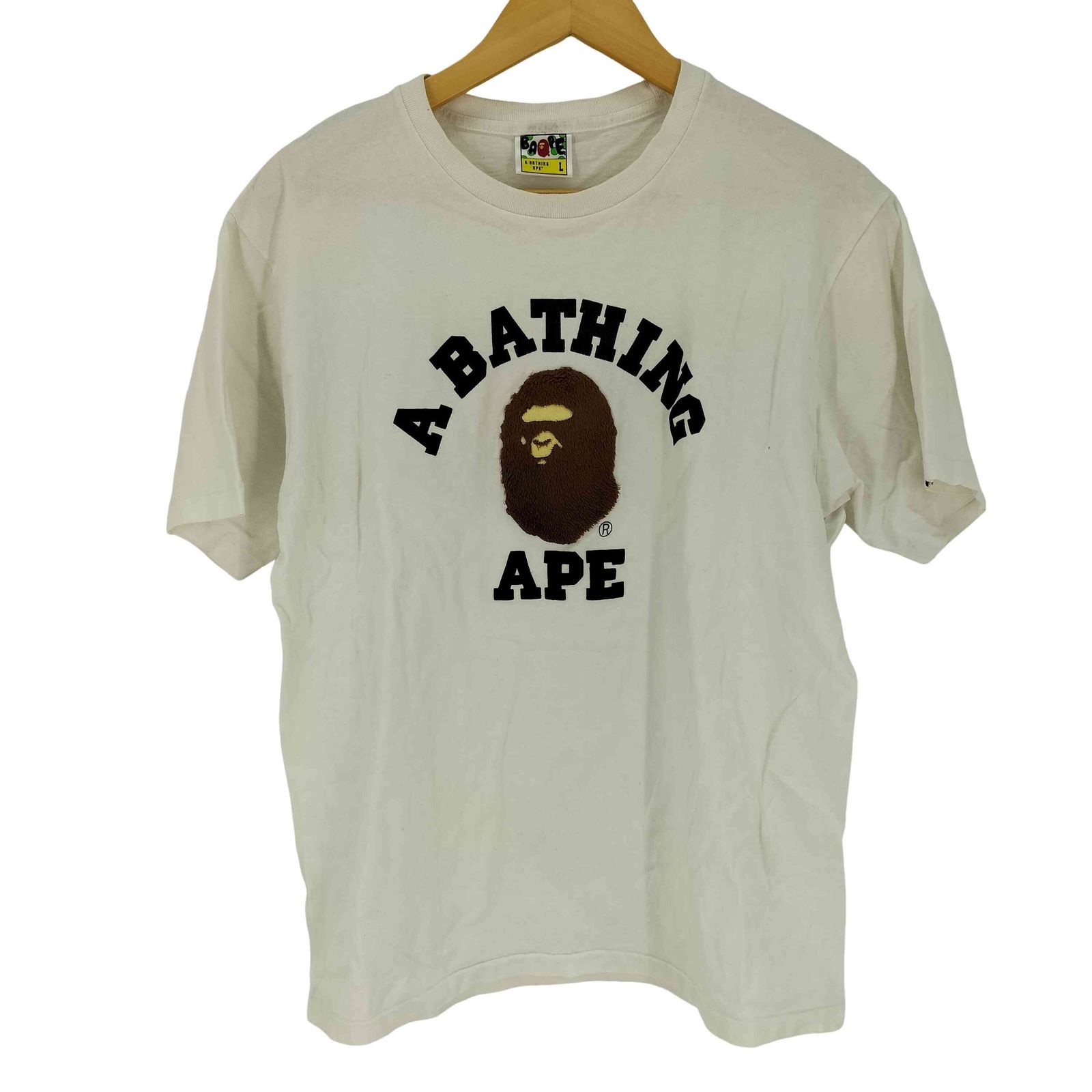 アベイシングエイプ A BATHING APE ファー素材エイプヘッド ロゴ Tシャツ メンズ JPN：L