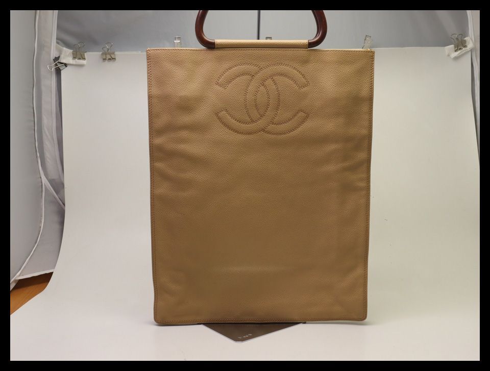 ■シャネル　6番台　キャビアスキン　ベージュ　ハンドトートバッグ　CHANEL■0730olo85-9D