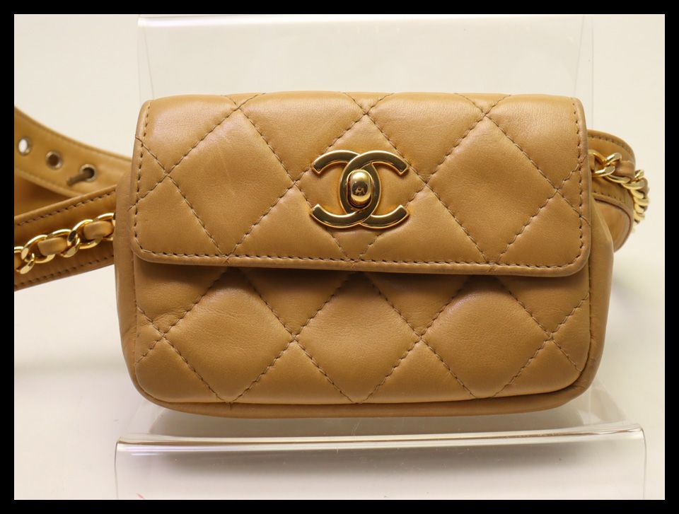 ■シャネル　2番台　マトラッセ　ラムスキン　ベージュ　ウエストバッグ　CHANEL■0730olo20079