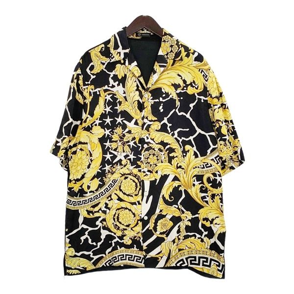 VERSACE ヴェルサーチェ シルク 半袖 シャツ オープンカラー Savage Barocco Printed Shirt A83878 メンズ サイズ39 トップス DM20101■ 23,925円