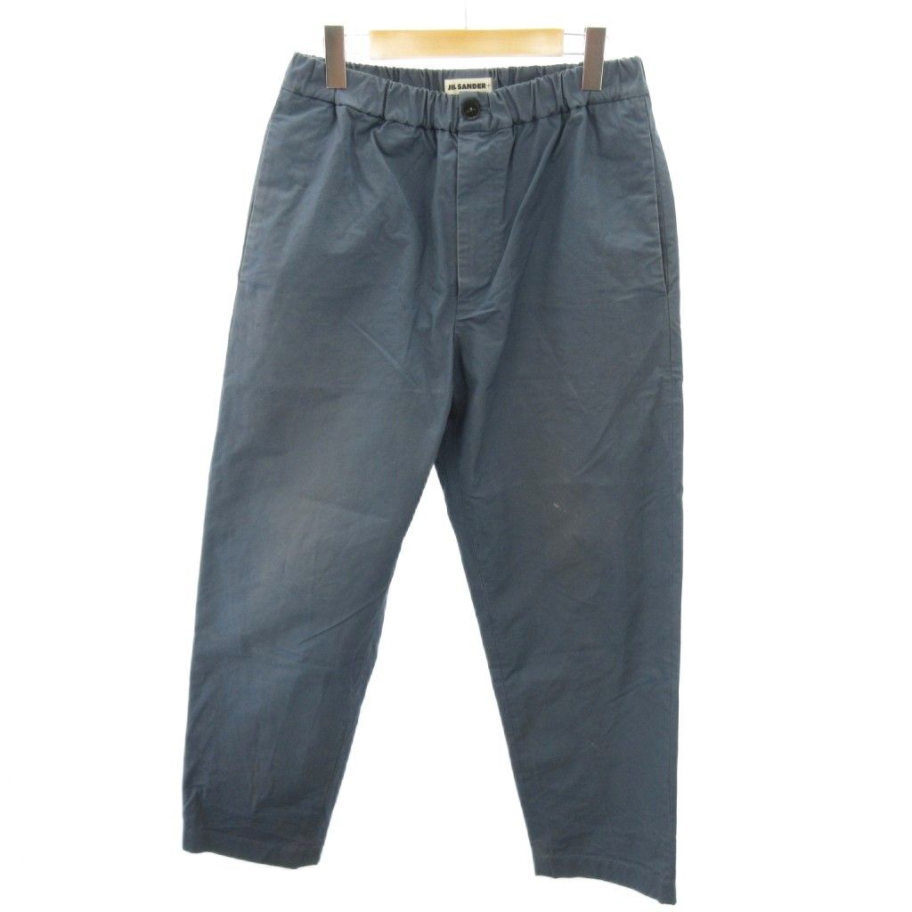 ジルサンダープラス JIL SANDER＋ 24SS クロップドストレートパンツ イージー ジップフライ コットン 44 青 ブルー J47KA0016 J45039 0805