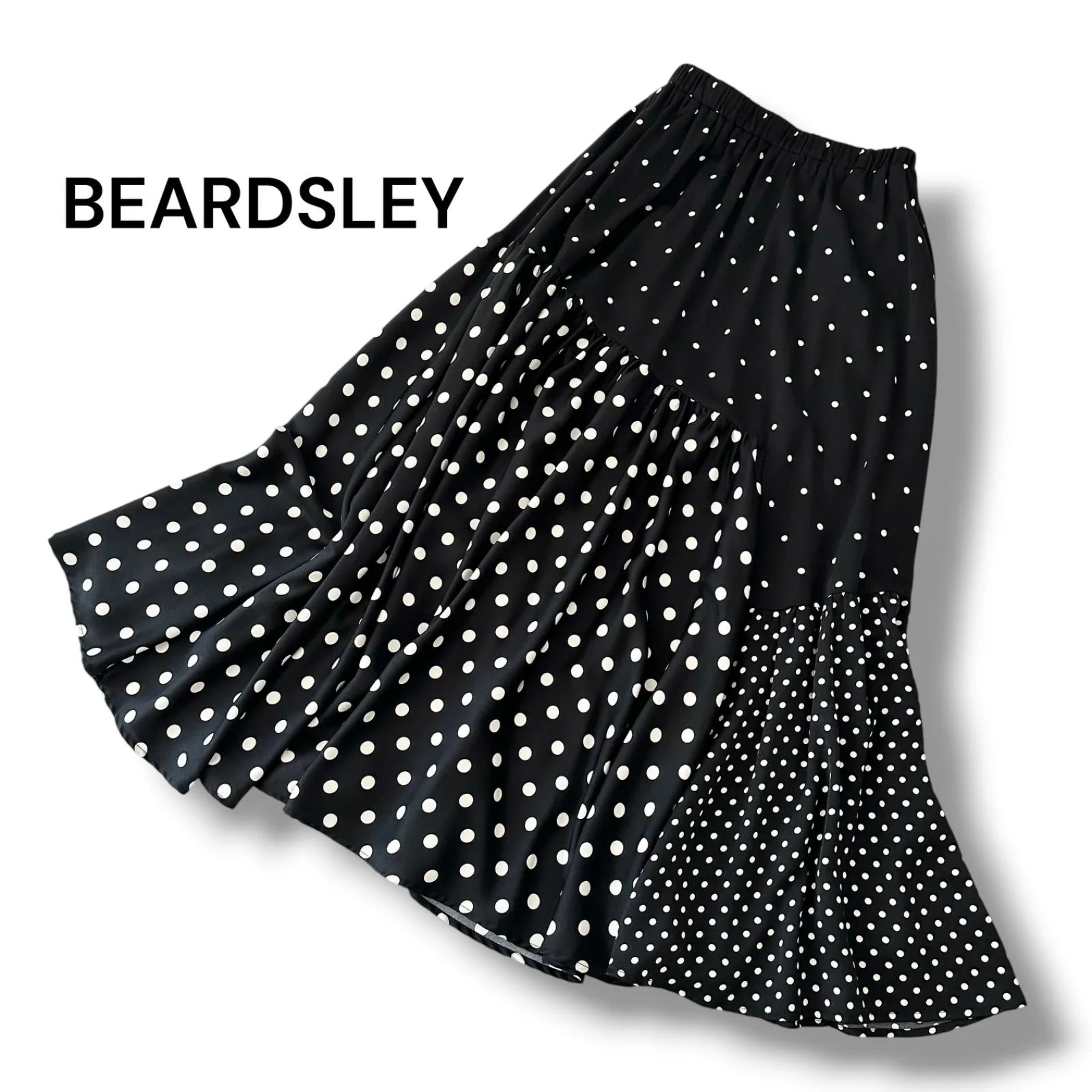 BEARDSLEY ビアズリー ドットパッチワークスカート ロングスカート