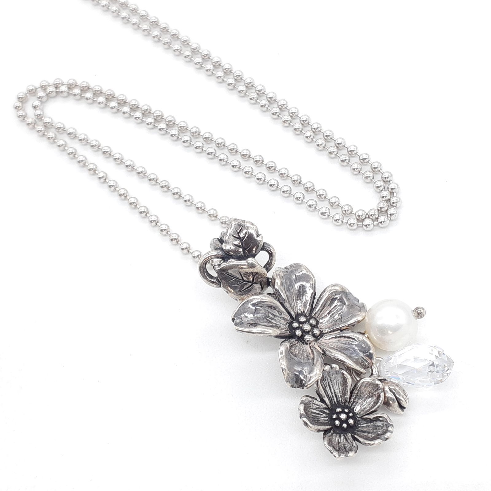 KONRON コンロン ネックレス シルバー SILVER 925 ジルコニア パール フラワー プリンセス Bloody Mary ブラッディマリー