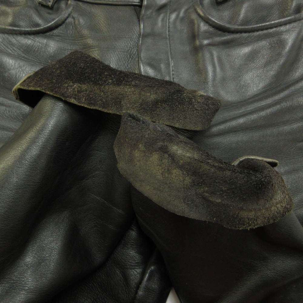 バンソン VANSON レザーパンツ 牛革 ストレート ジップフライ 28 S 黒