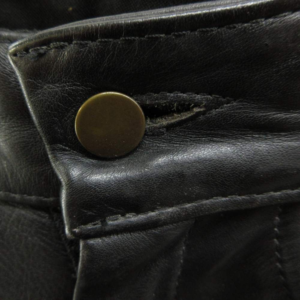 バンソン VANSON レザーパンツ 牛革 ストレート ジップフライ 28 S 黒