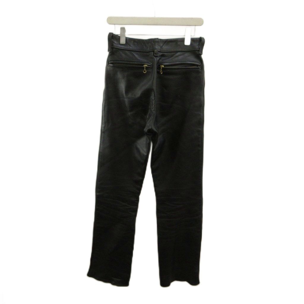 バンソン VANSON レザーパンツ 牛革 ストレート ジップフライ 28 S 黒