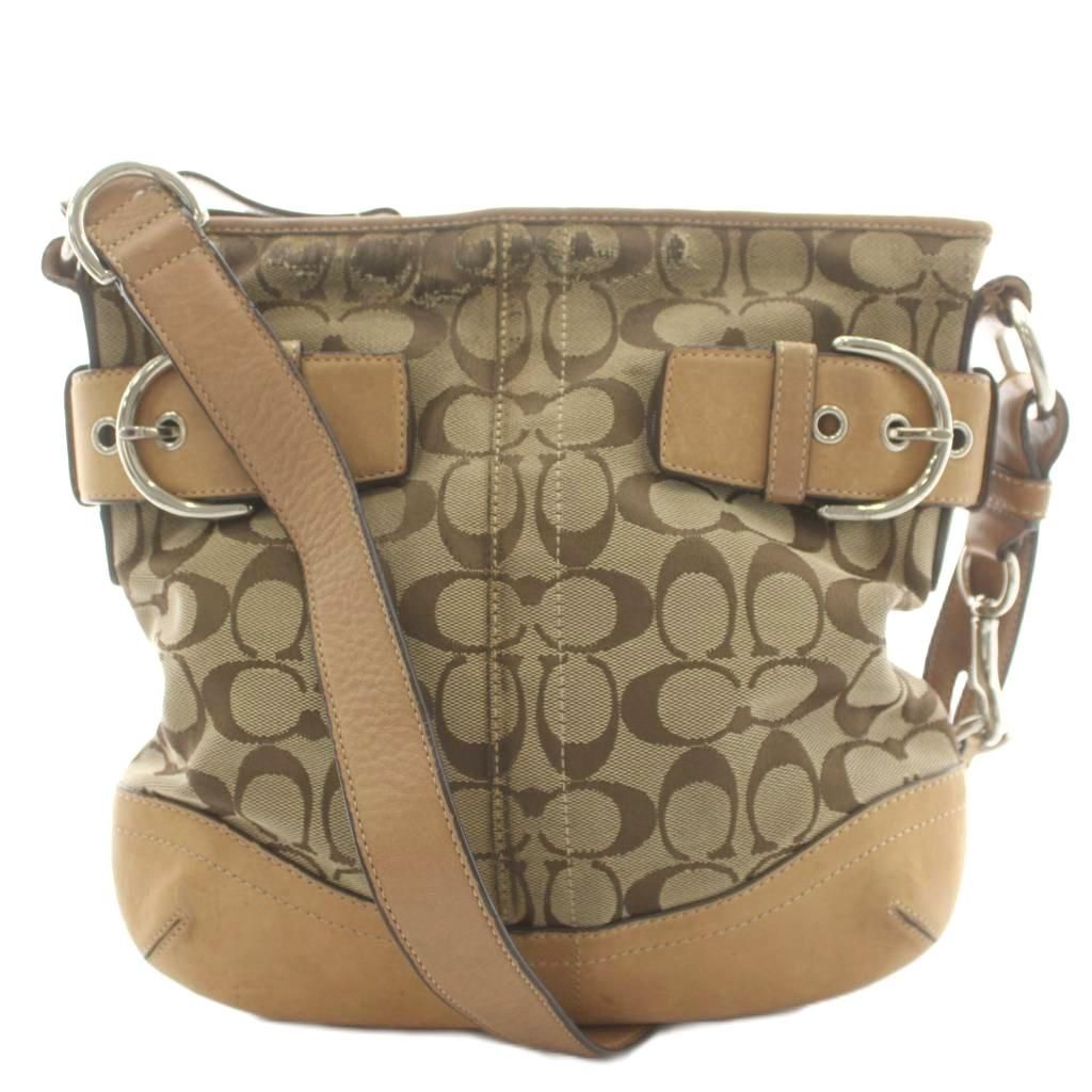コーチ COACH シグネチャー ショルダーバッグ キャンバス レザー ベージュ F03574 /AN ■GY18
