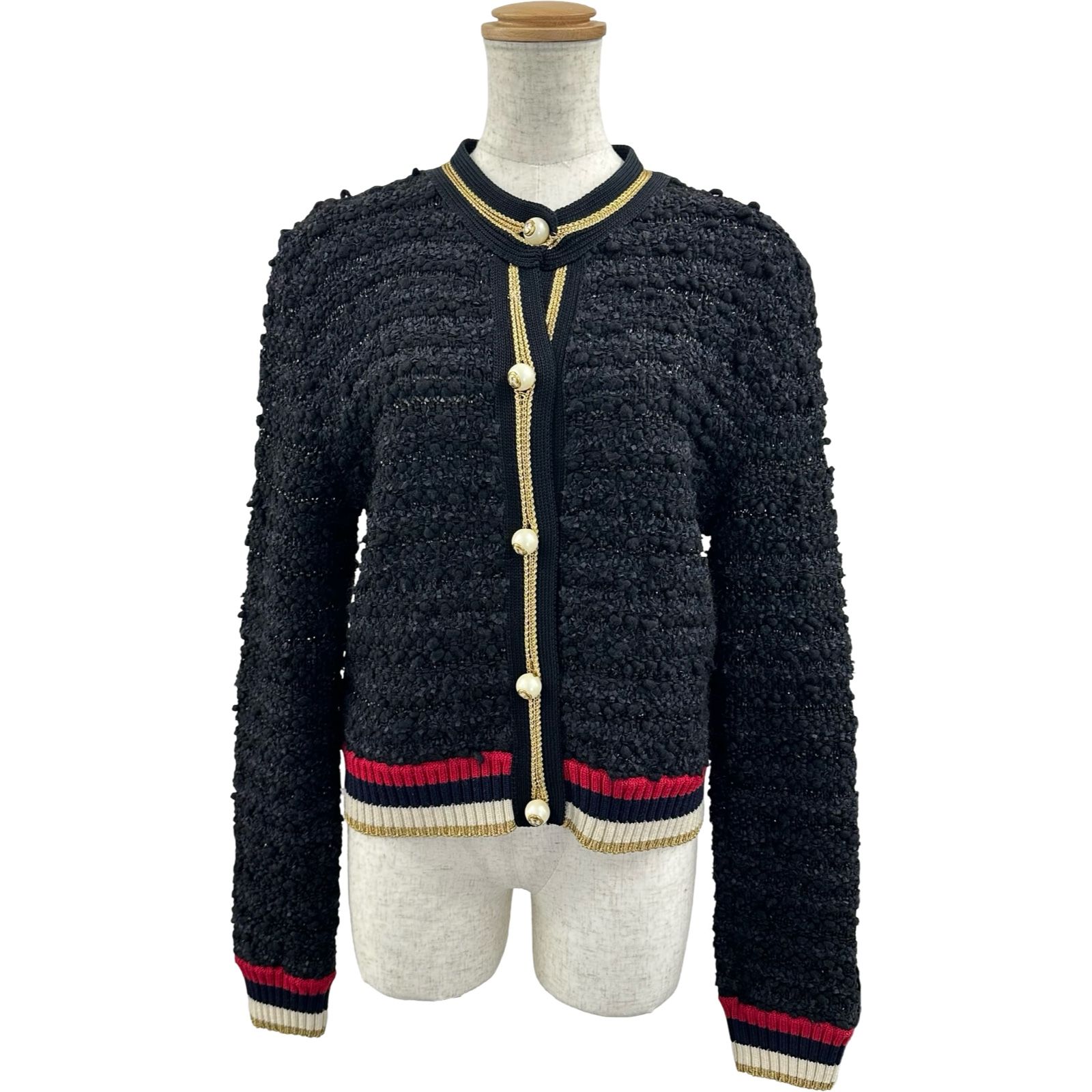 グッチ GUCCI GGパールボタンニットカーディガン 478714 ブラック コットン レディース カーディガン