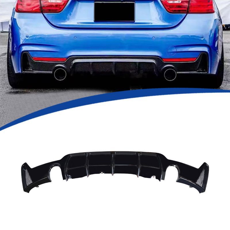BMW 4シリーズ F32 2013-2019年対応 リアバンパー用リアリップ ブラック カーボン調 無加工取付 外装アクセント 15,110円