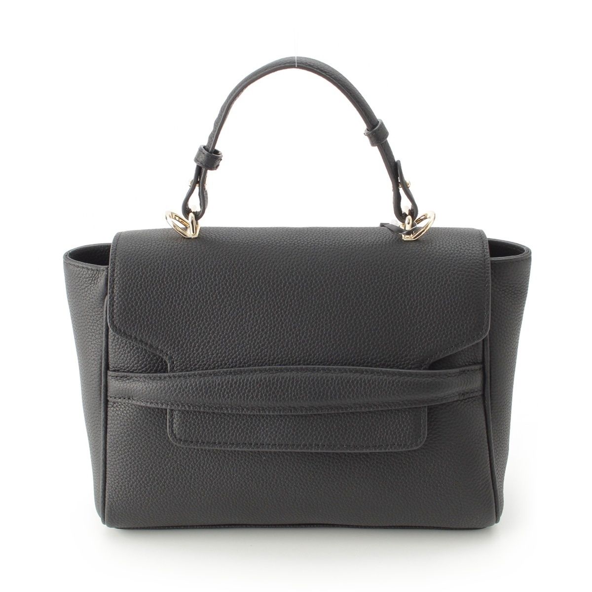 グレース クラス レザー フラップ 2WAY ハンドバッグ ブラック【中古】