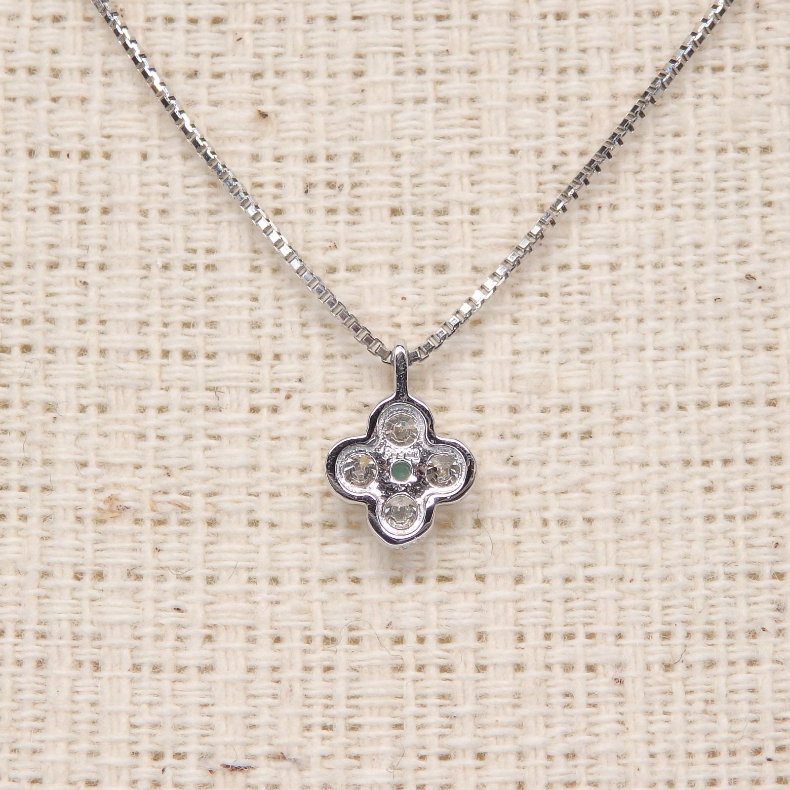 パライバトルマリン ネックレス チェーン付 A0133 0.01ct Pt 四葉 クローバー