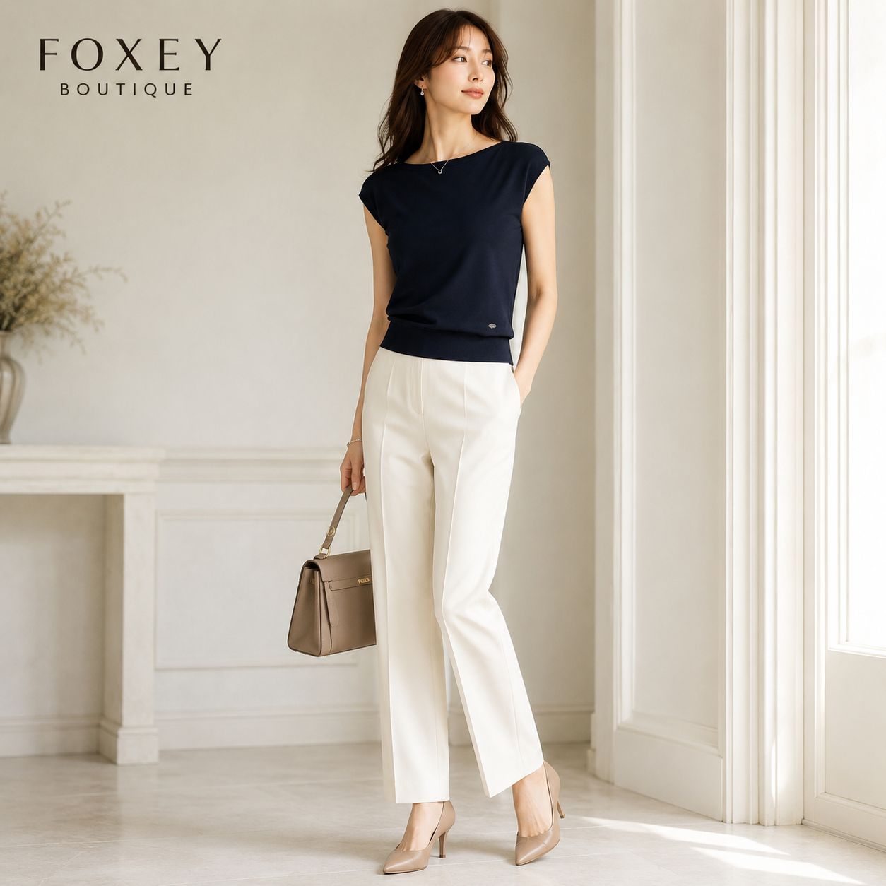 フォクシーブティック 美品 ニットトップス ミッドナイトブルー 40 M 9