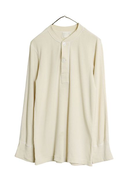 60s 米軍実物 US ARMY ヘンリーネック アンダーシャツ メンズ M / 67年製 ヴィンテージ 長袖 Tシャツ サーマル リブ編み ロンT ナチュラル 6,225円