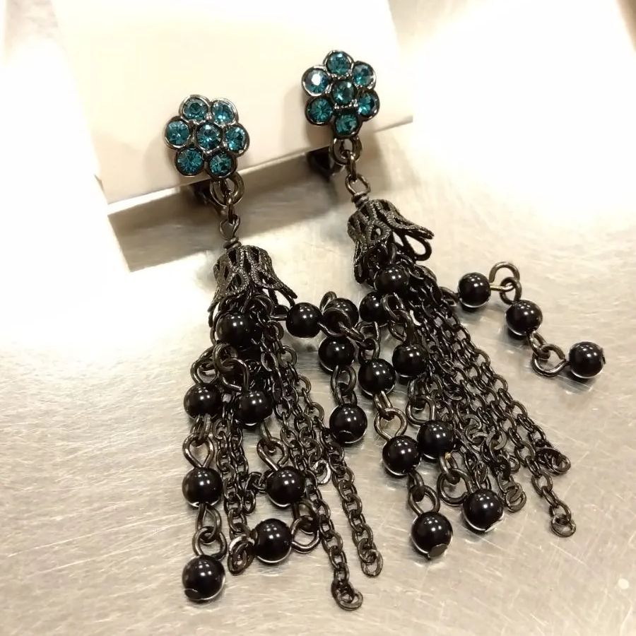 M01 ANNA SUI ANNA SUI BLUE FLOWER JARA JARA BEAD EARRINGS GOTHIC CUTE