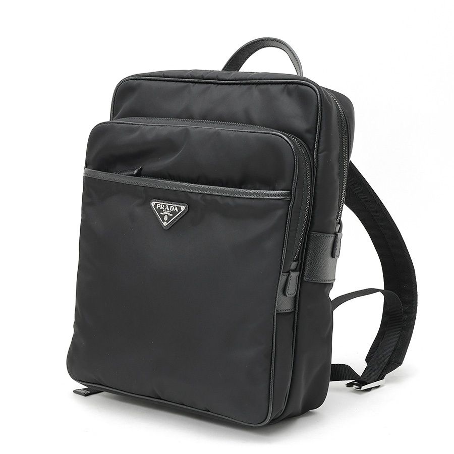 プラダ バックパック スモール ナイロン リュック デイバッグ レザー ブラック プラダ / PRADA ナイロン x サフィアーノレザー バックパック