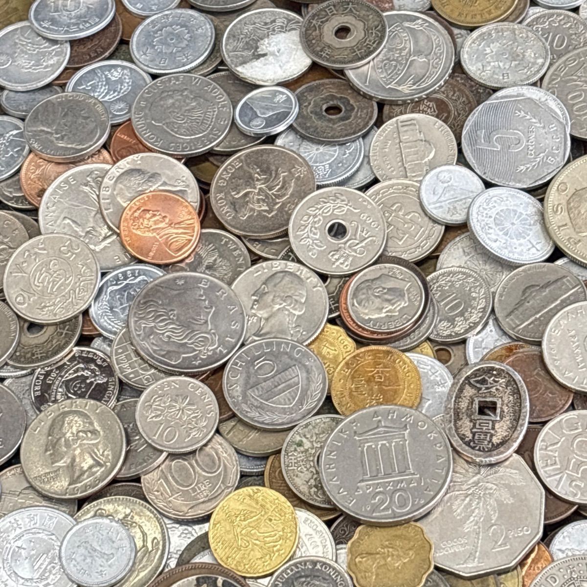 約2kg大量】日本・世界の硬貨まとめ売り 外国コイン 古銭 旧貨幣 海外