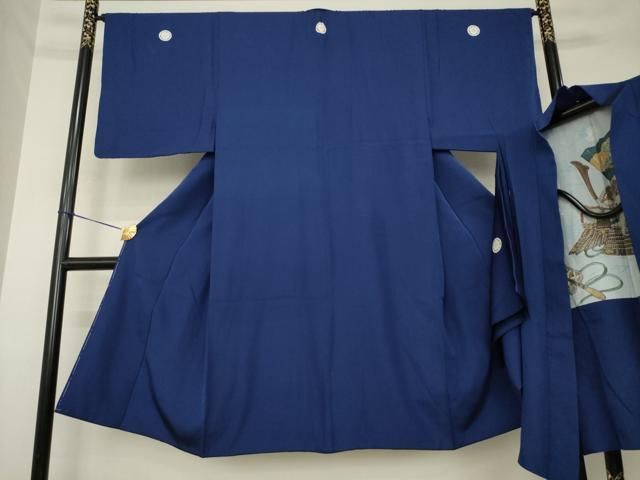 平和屋着物●男性　色紋付・羽織セット　青褐色　正絹　逸品　AABK7415ck 25,844円