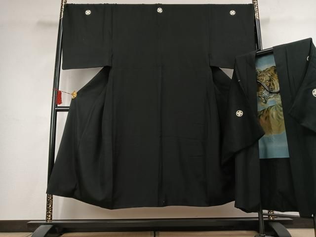 平和屋着物●男性　黒紋付　羽織セット　正絹　逸品　AABK7532fy 21,164円