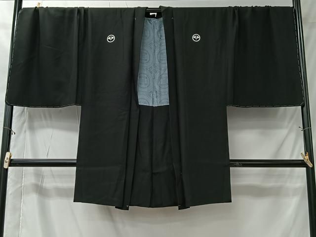 平和屋着物＃男性　長羽織　黒紋付　キングサイズ　正絹　逸品　未使用　CABK0044ua