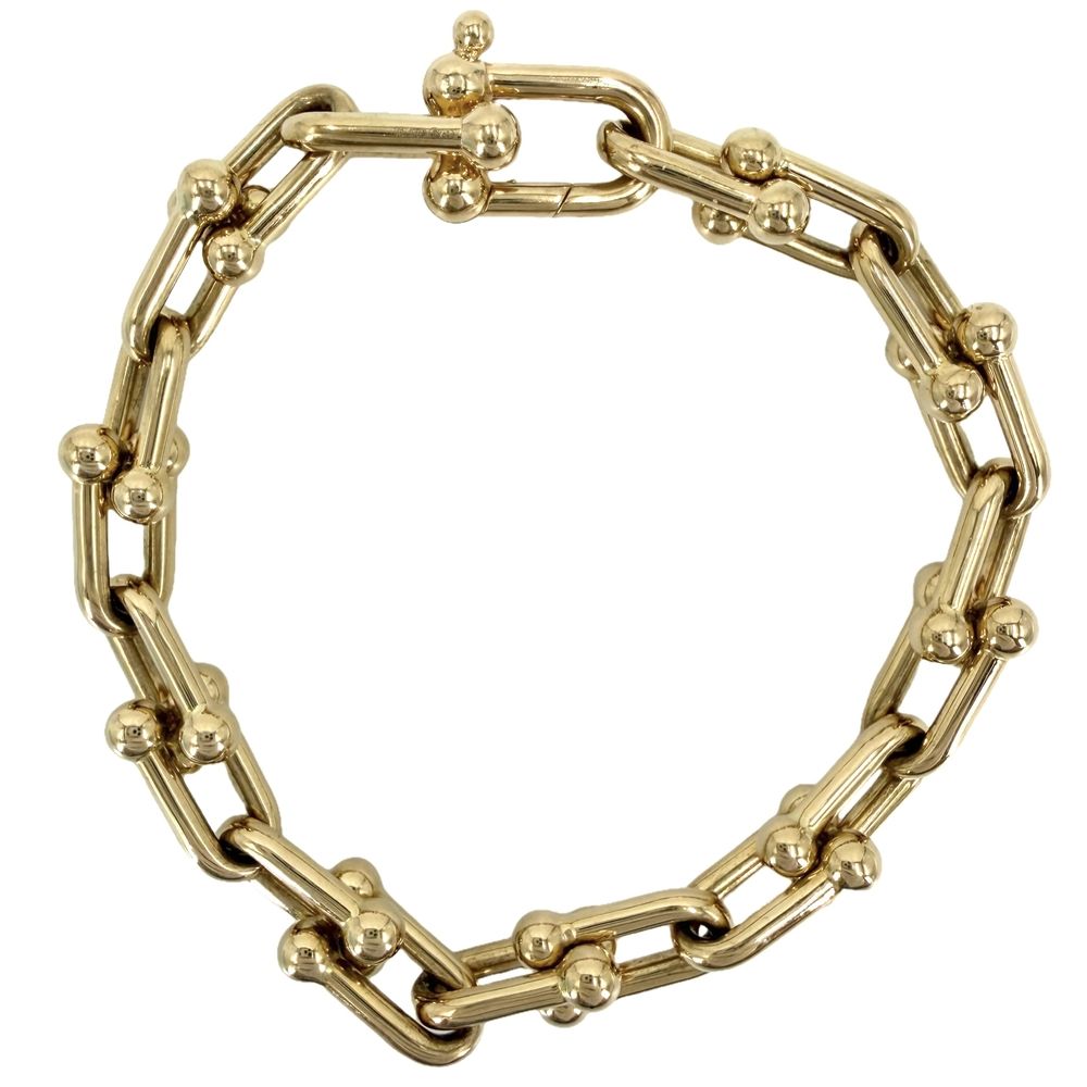 ティファニー ブレスレット レディース ハードウェア スモール リンク アクセサリー ジュエリー 18金YG Au750 TIFFANY&Co. K18イエローゴールド 約25.5g【中古品】