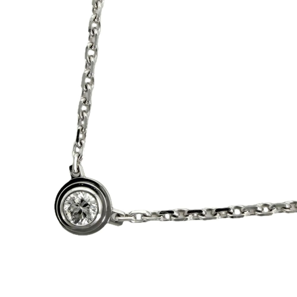 カルティエ ネックレス レディース ダムール XS 一粒ダイヤ アクセサリー ジュエリー アジャスター付き Au750 18金WG CARTIER K18ホワイトゴールド ダイヤモンド 約2.2g 美品【中古品】