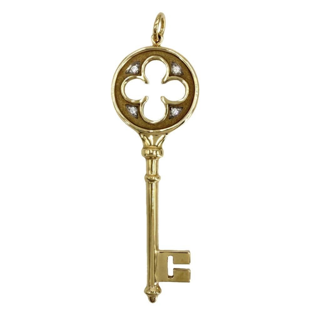 ティファニー ペンダントトップ レディース クローバーキーチャーム 鍵 ジュエリー アクセサリー 18金YG 18金 TIFFANY&Co. K18イエローゴールド ダイヤモンド 約7.4g【中古品】