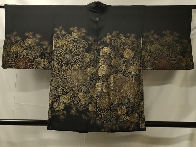 平和屋着物＃羽織　寿光織　菊づくし　黒地　金銀糸　正絹　逸品　CABJ5557in 13,104円