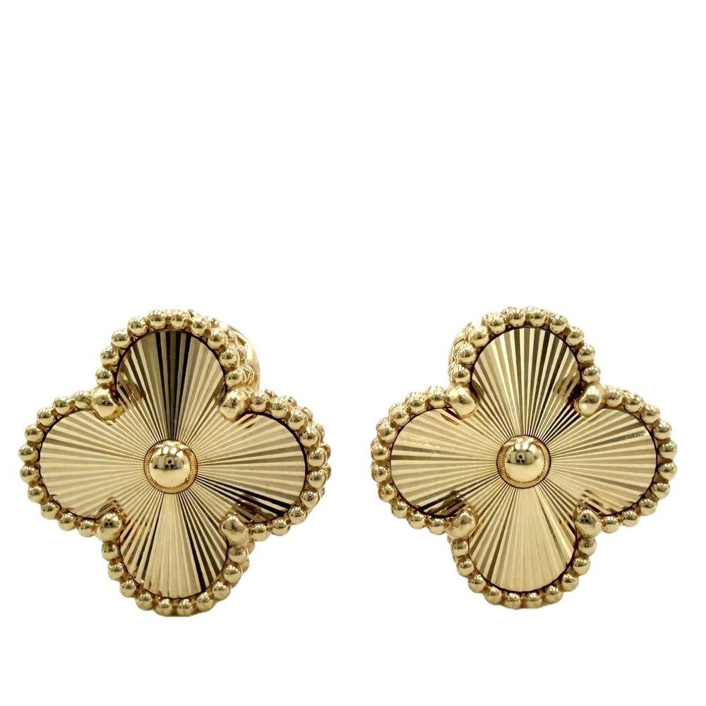 ヴァンクリーフ＆アーペル ピアス レディース ギヨシェ ヴィンテージアルハンブラ アクセサリー ジュエリー 18金YG Au750 Van Cleef & Arpels K18イエローゴールド VCARP3JL00 約9.9g 美品【中古品】