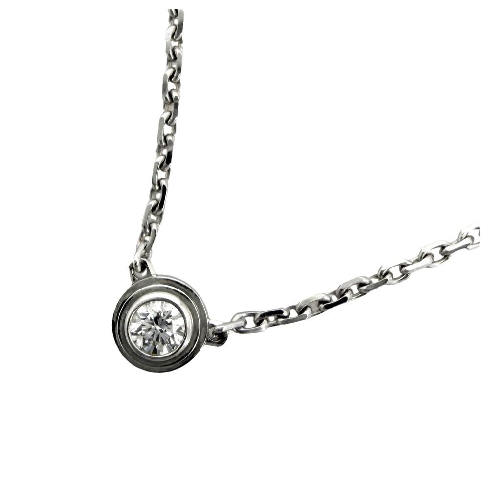 カルティエ ネックレス レディース ダムール XS 一粒ダイヤ アクセサリー ジュエリー アジャスター付き Au750 18金WG CARTIER K18ホワイトゴールド ダイヤモンド 約2.4g 美品【中古品】