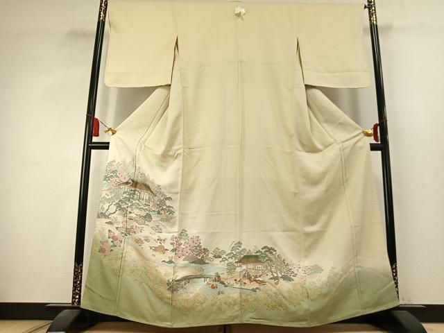平和屋着物●豪華色留袖　寿光織　人物風景文　暈し染め　金糸　正絹　逸品　AABK7788fy