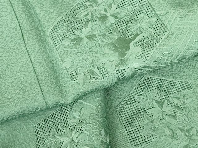 平和屋着物●中国三大刺繍　スワトウ刺繍　汕頭刺繍　総刺繍　色留袖　亀甲花文　薄青色　正絹　逸品　未使用　DABI5179op　