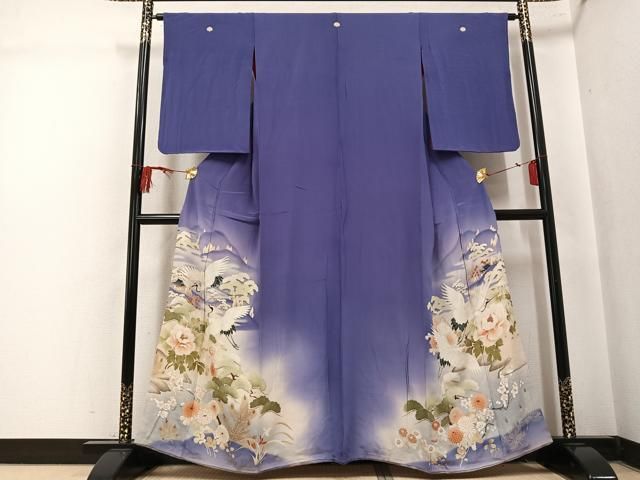 平和屋着物●アンティーク　大正ロマン　色留袖　刺繍　群れ鶴風景草花文　暈し染め　金彩　正絹　逸品　AABL1291ph 30,420円