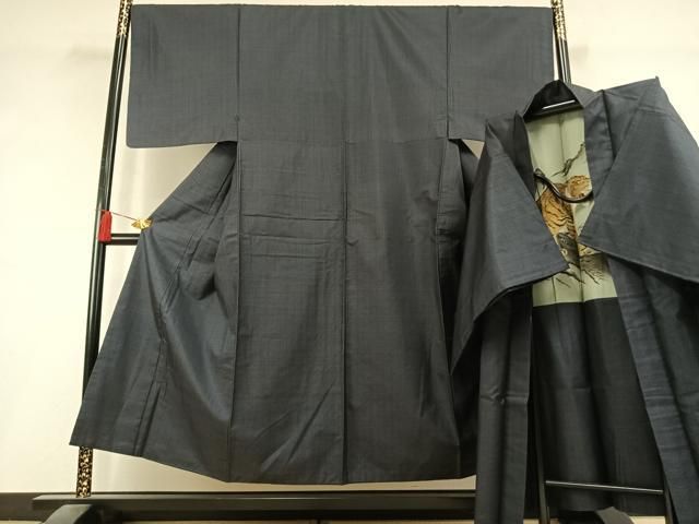 平和屋着物●男性　本場大島紬　アンサンブル　格子　正絹　逸品　AABK8004fy 24,674円